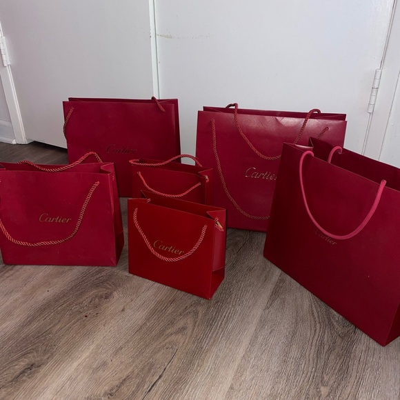 Authentic CARTIER Shopping Bag Small Medium Large Lot of 6 Bags - Picture 3 of 4